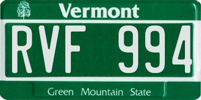 VT license plate RVF994