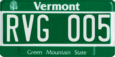 VT license plate RVG005
