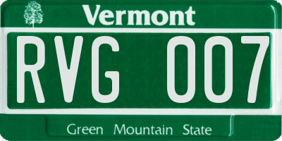 VT license plate RVG007