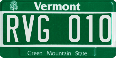 VT license plate RVG010