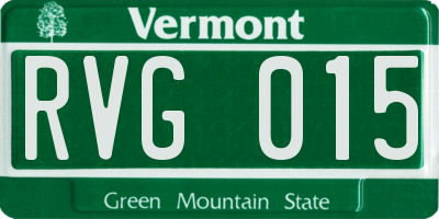 VT license plate RVG015