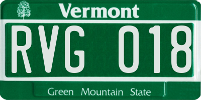 VT license plate RVG018