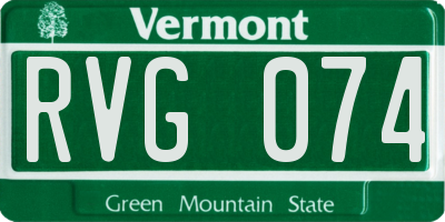 VT license plate RVG074