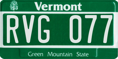 VT license plate RVG077