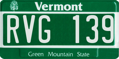 VT license plate RVG139
