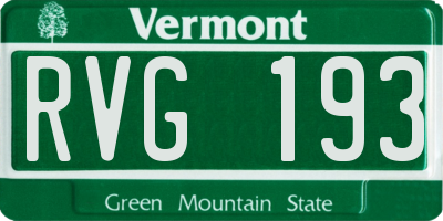 VT license plate RVG193