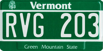 VT license plate RVG203