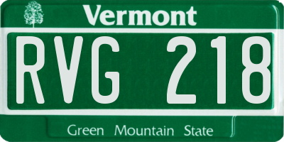 VT license plate RVG218