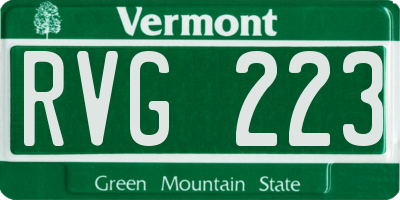 VT license plate RVG223