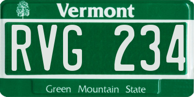 VT license plate RVG234