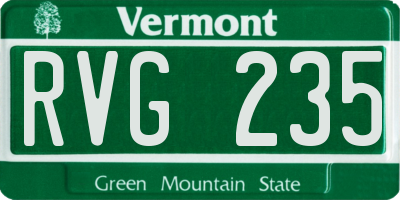 VT license plate RVG235