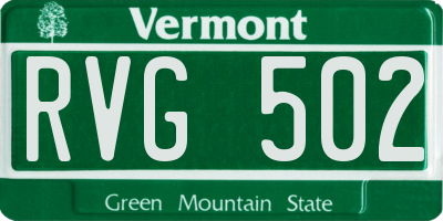 VT license plate RVG502
