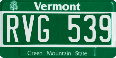 VT license plate RVG539