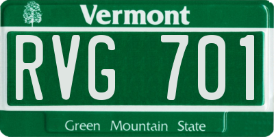 VT license plate RVG701