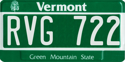 VT license plate RVG722