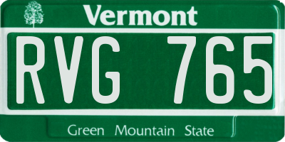 VT license plate RVG765