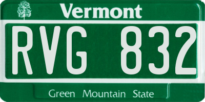 VT license plate RVG832