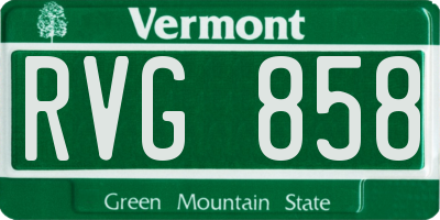 VT license plate RVG858