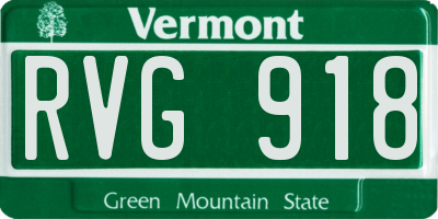 VT license plate RVG918