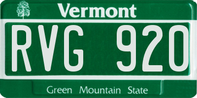 VT license plate RVG920