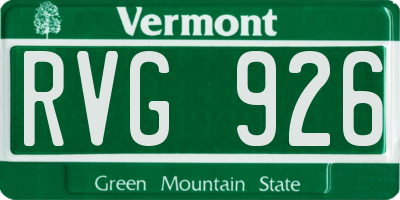 VT license plate RVG926