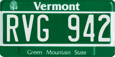 VT license plate RVG942