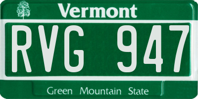 VT license plate RVG947