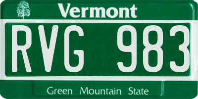 VT license plate RVG983