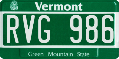 VT license plate RVG986