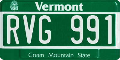 VT license plate RVG991