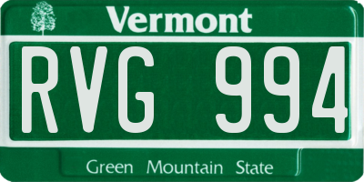 VT license plate RVG994