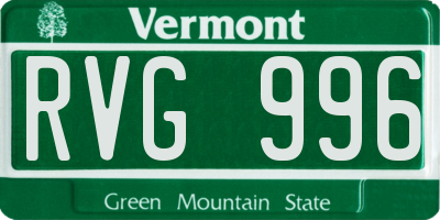 VT license plate RVG996