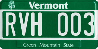 VT license plate RVH003