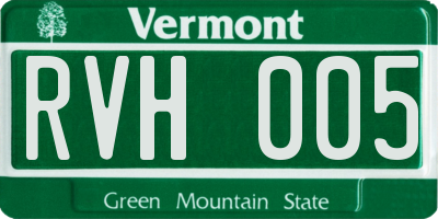 VT license plate RVH005