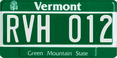 VT license plate RVH012