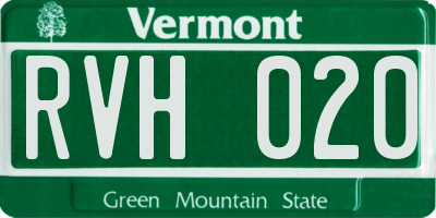 VT license plate RVH020