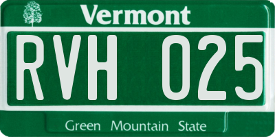 VT license plate RVH025