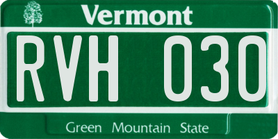VT license plate RVH030