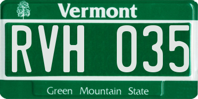 VT license plate RVH035