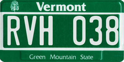 VT license plate RVH038