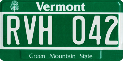 VT license plate RVH042