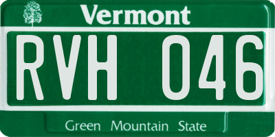 VT license plate RVH046