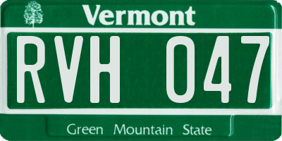 VT license plate RVH047