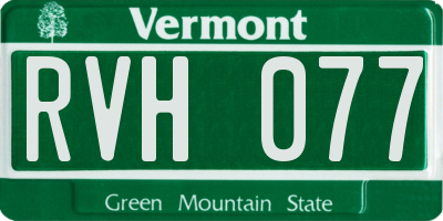 VT license plate RVH077