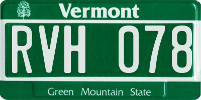 VT license plate RVH078