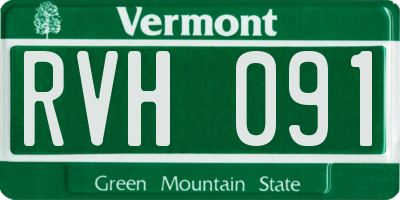 VT license plate RVH091
