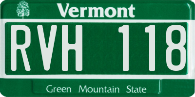 VT license plate RVH118