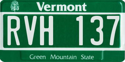 VT license plate RVH137