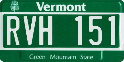 VT license plate RVH151