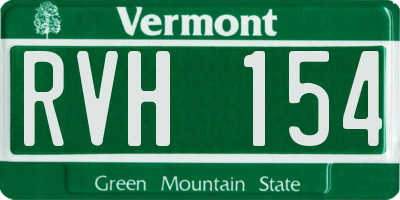 VT license plate RVH154